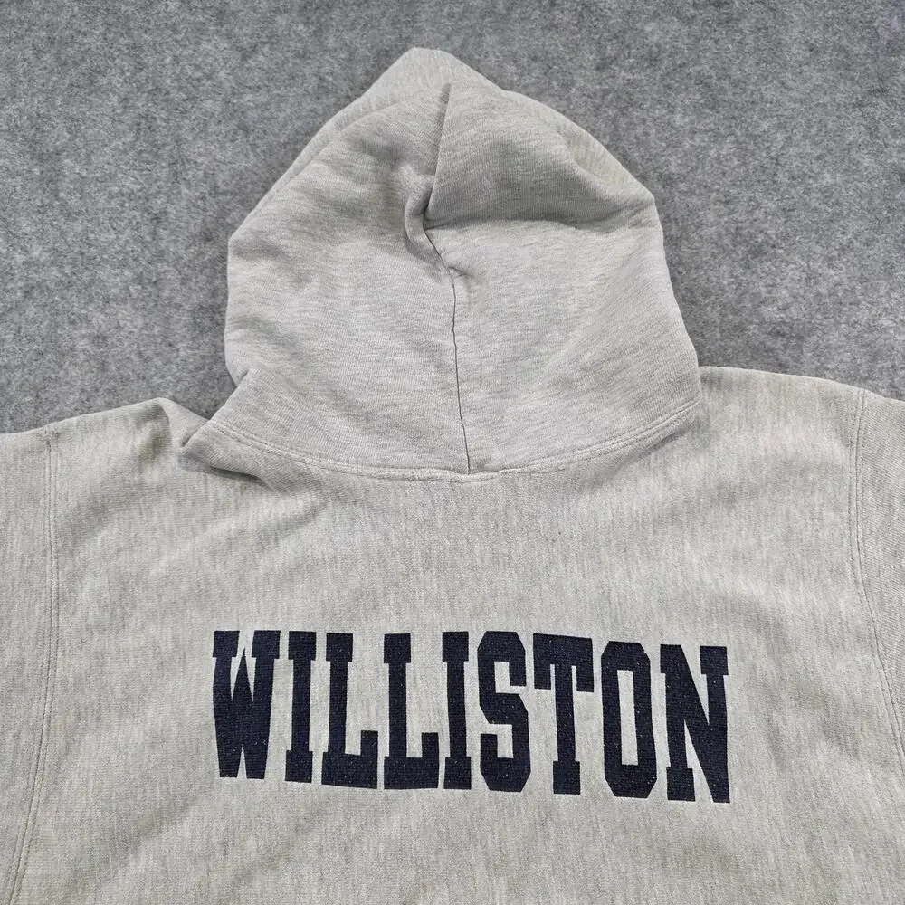 Vintage 90s Champion Reverse Weave‎ Hoodie Mens 2XL Gray Williston College USA